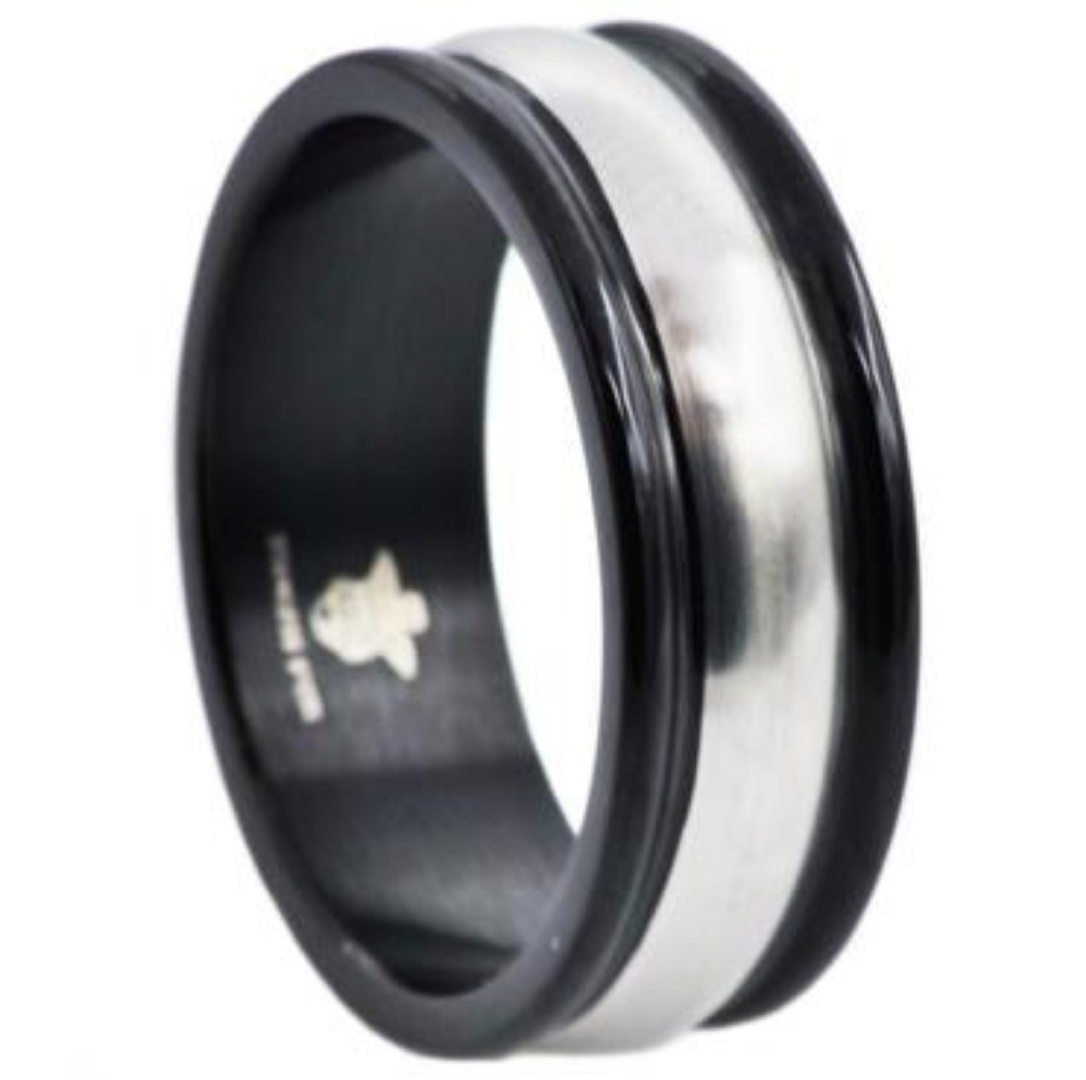 Mens Black Plated Stainless Steel Band